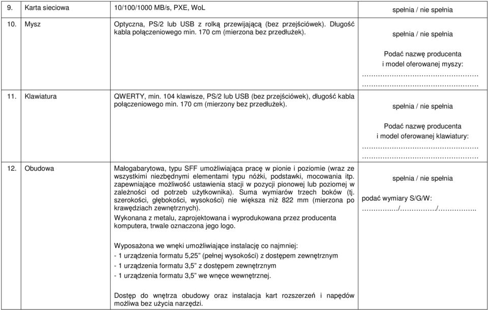 Podać nazwę producenta i model oferowanej klawiatury: 12.