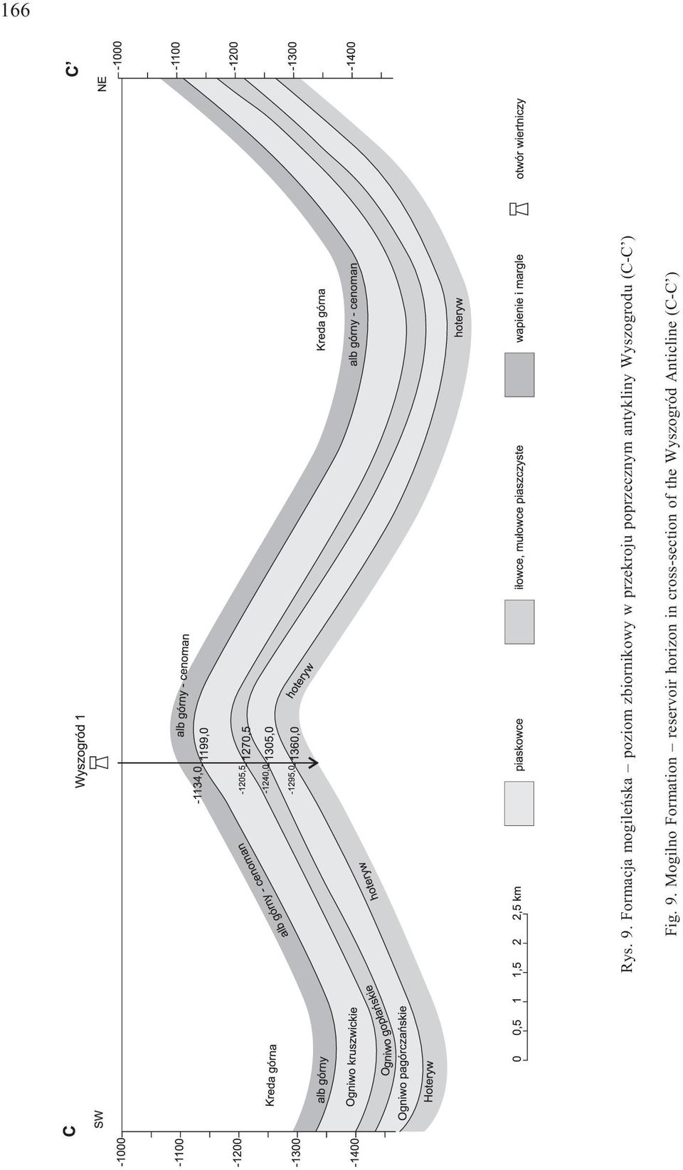 przekroju poprzecznym antykliny Wyszogrodu (C-C )