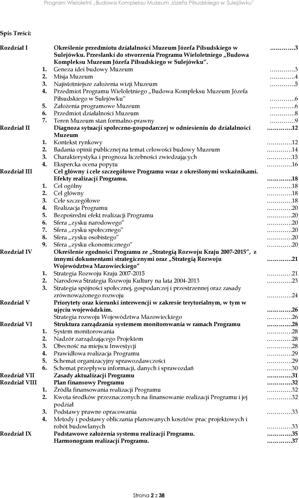 Przedmiot Programu Wieloletniego Budowa Kompleksu Muzeum Józefa Piłsudskiego w Sulejówku.6 5. ZałoŜenia programowe Muzeum.6 6. 7. Przedmiot działalności Muzeum Teren Muzeum stan formalno-prawny.8.