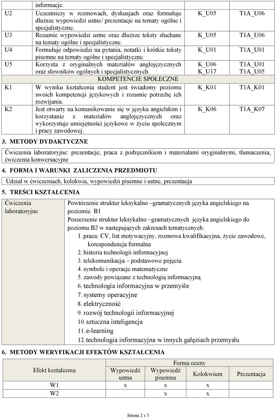 Korzysta z oryginalnych materiałów anglojęzycznych oraz słowników ogólnych i specjalistycznych.