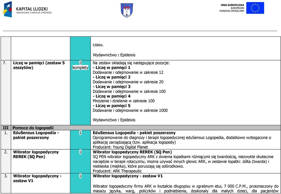 zakresie 20 - Liczę w pamięci 3 Dodawanie i odejmowanie w zakresie 100 - Liczę w pamięci 4 Mnożenie i dzielenie w zakresie 100 - Liczę w pamięci 5 Dodawanie i odejmowanie w zakresie 1000 Wydawnictwo