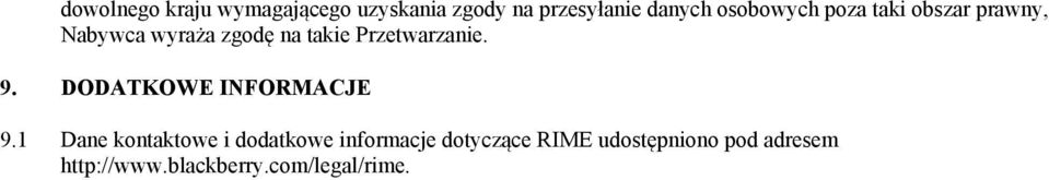 Przetwarzanie. 9. DODATKOWE INFORMACJE 9.