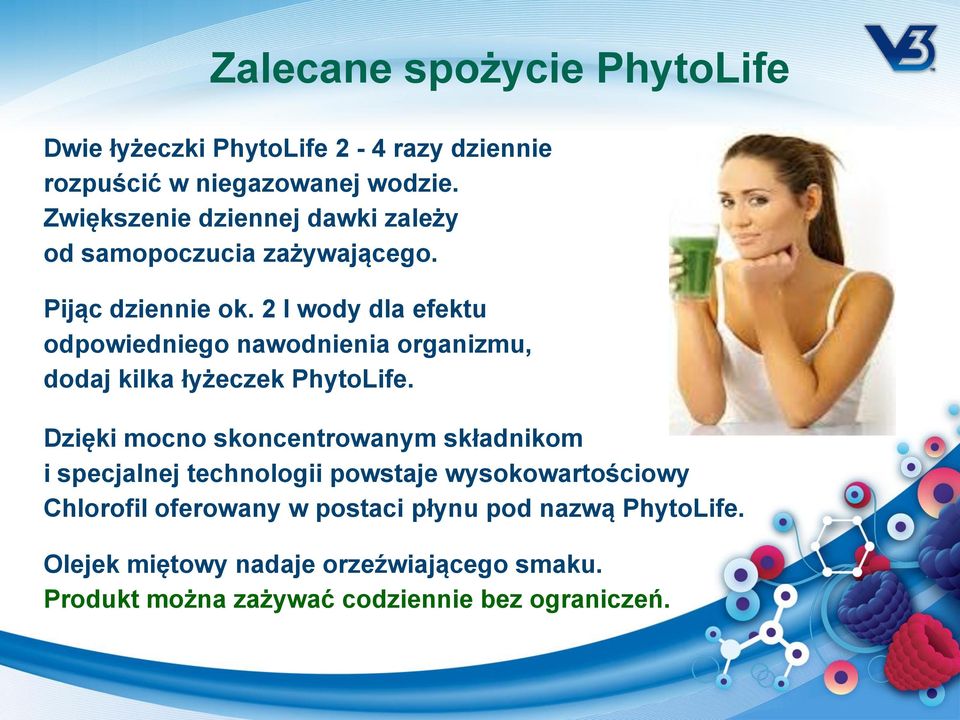 2 l wody dla efektu odpowiedniego nawodnienia organizmu, dodaj kilka łyżeczek PhytoLife.