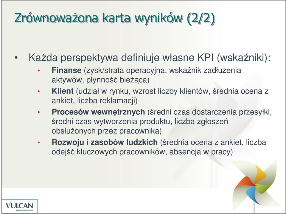 reklamacji) Procesów wewnętrznych (średni czas dostarczenia przesyłki, średni czas wytworzenia produktu, liczba zgłoszeń