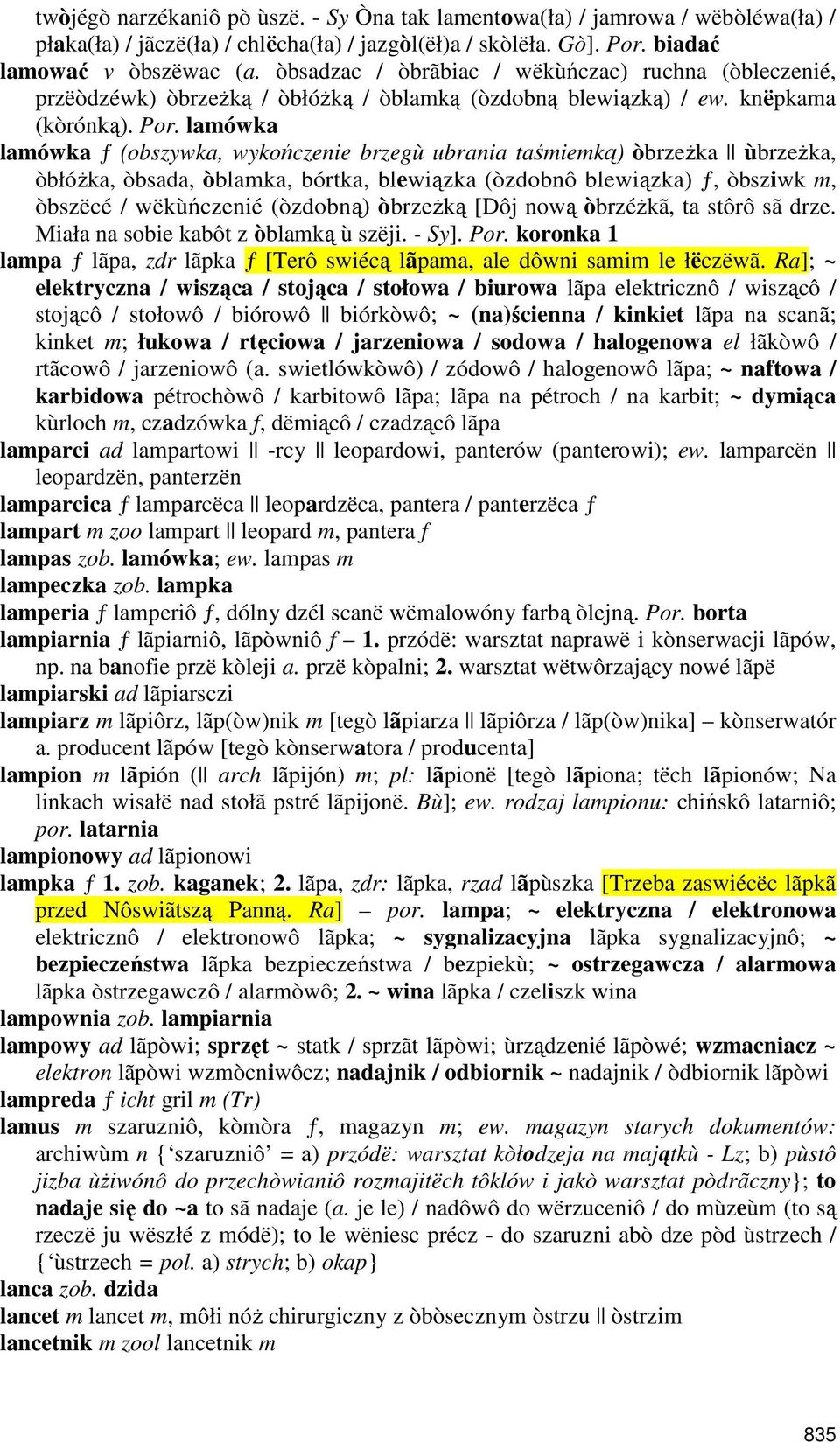 lamówka lamówka ƒ (obszywka, wykończenie brzegù ubrania taśmiemką) òbrzeżka ùbrzeżka, òbłóżka, òbsada, òblamka, bórtka, blewiązka (òzdobnô blewiązka) ƒ, òbsziwk m, òbszëcé / wëkùńczenié (òzdobną)