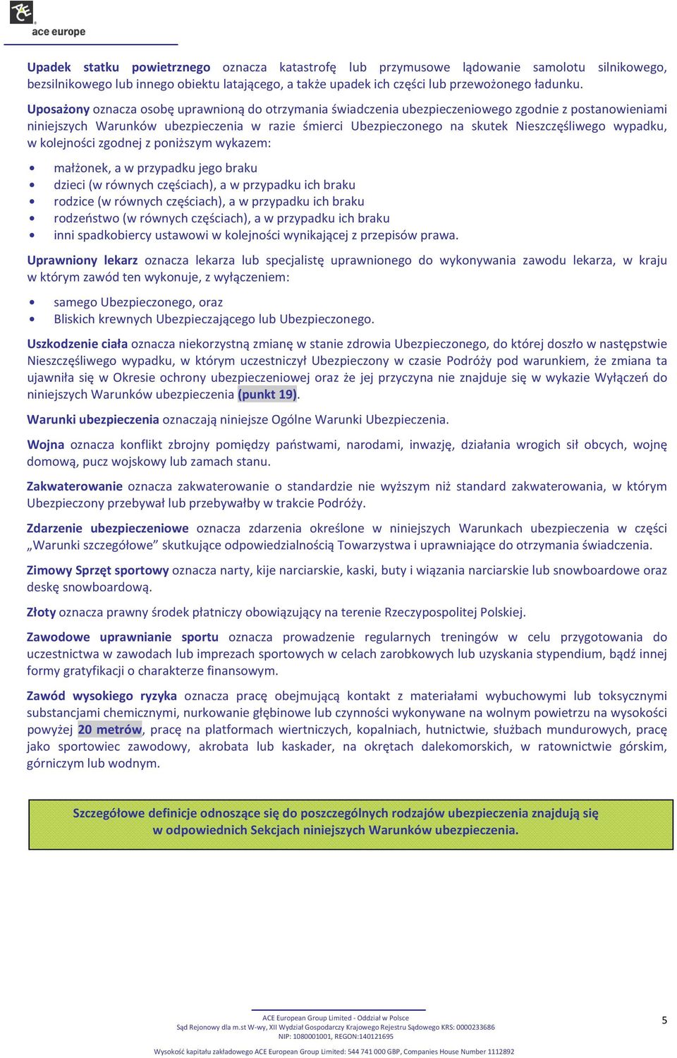 wypadku, w kolejności zgodnej z poniższym wykazem: małżonek, a w przypadku jego braku dzieci (w równych częściach), a w przypadku ich braku rodzice (w równych częściach), a w przypadku ich braku