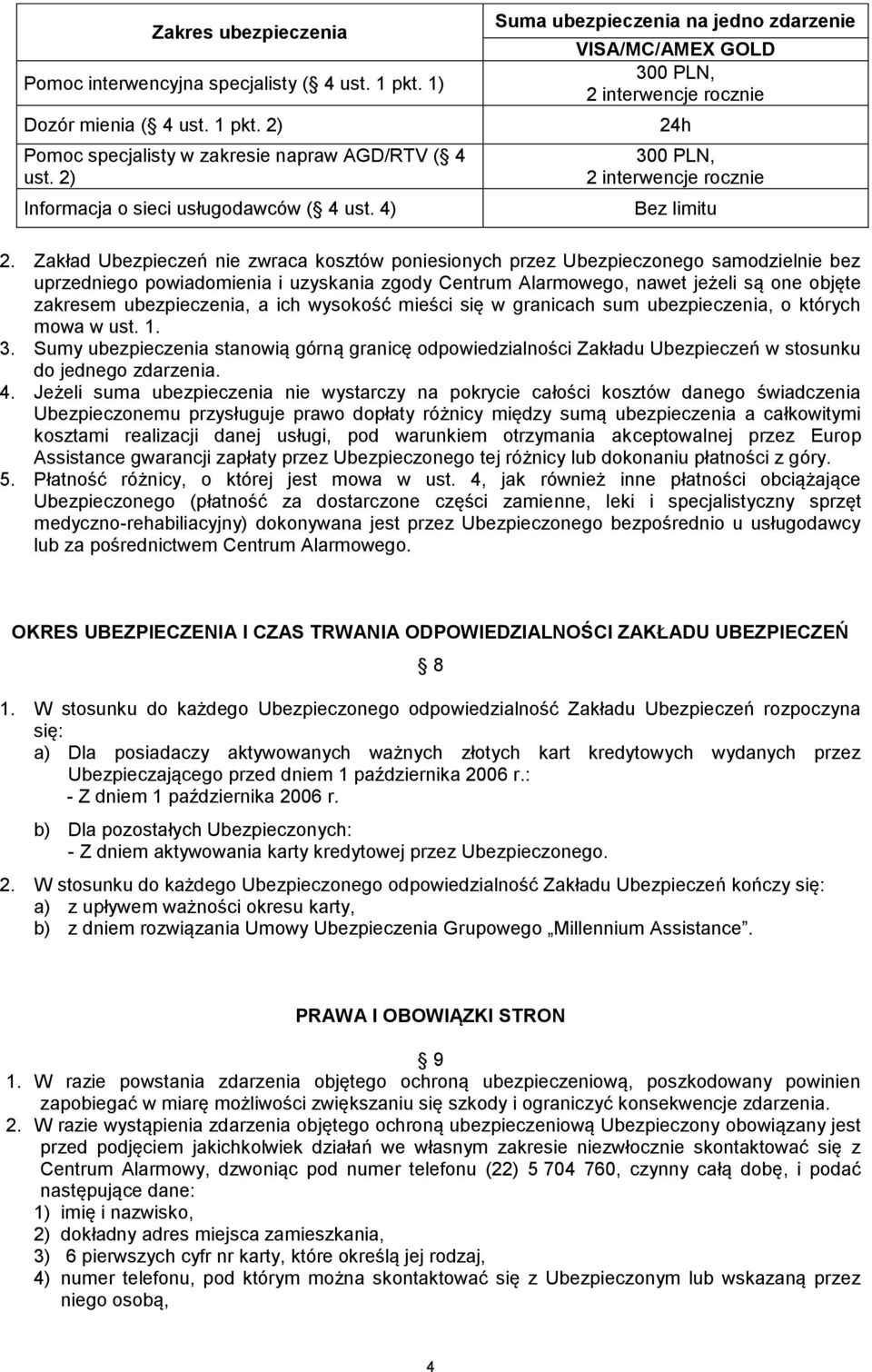 Zakład Ubezpieczeń nie zwraca kosztów poniesionych przez Ubezpieczonego samodzielnie bez uprzedniego powiadomienia i uzyskania zgody Centrum Alarmowego, nawet jeżeli są one objęte zakresem