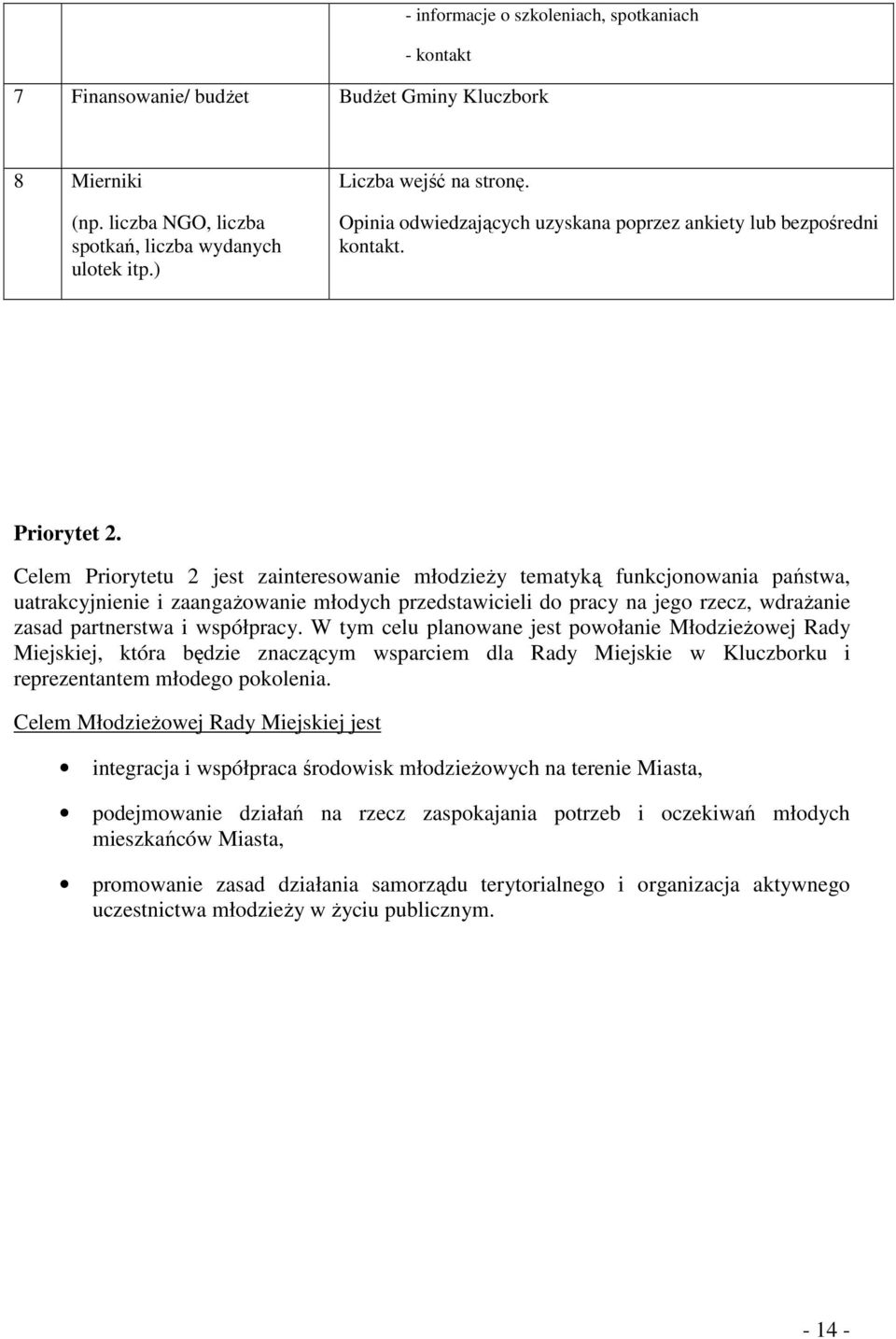 Celem Priorytetu 2 jest zainteresowanie młodzieży tematyką funkcjonowania państwa, uatrakcyjnienie i zaangażowanie młodych przedstawicieli do pracy na jego rzecz, wdrażanie zasad partnerstwa i