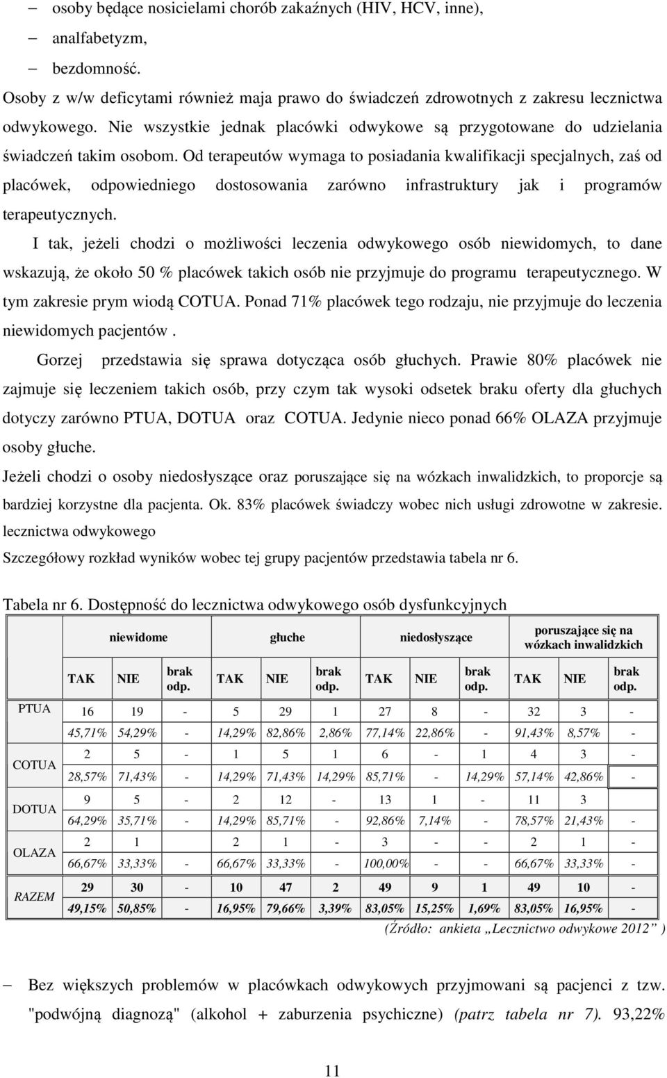 Od terapeutów wymaga to posiadania kwalifikacji specjalnych, zaś od placówek, odpowiedniego dostosowania zarówno infrastruktury jak i programów terapeutycznych.