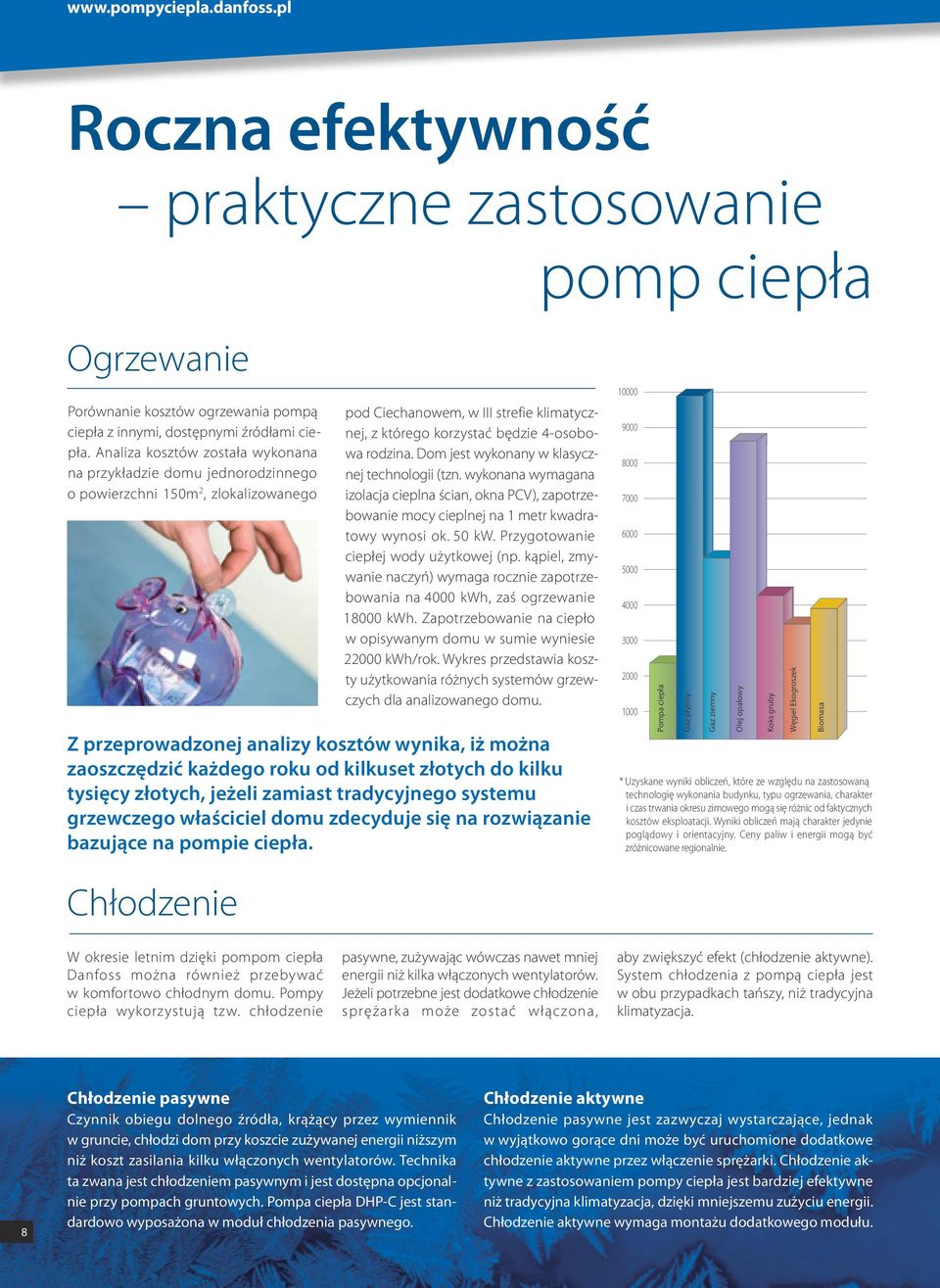 Dom jest wykonany w klasycznej technologii (tzn. wykonana wymagana izolacja cieplna ścian, okna PCV), zapotrzebowanie mocy cieplnej na 1 metr kwadratowy wynosi ok. 50 kw.