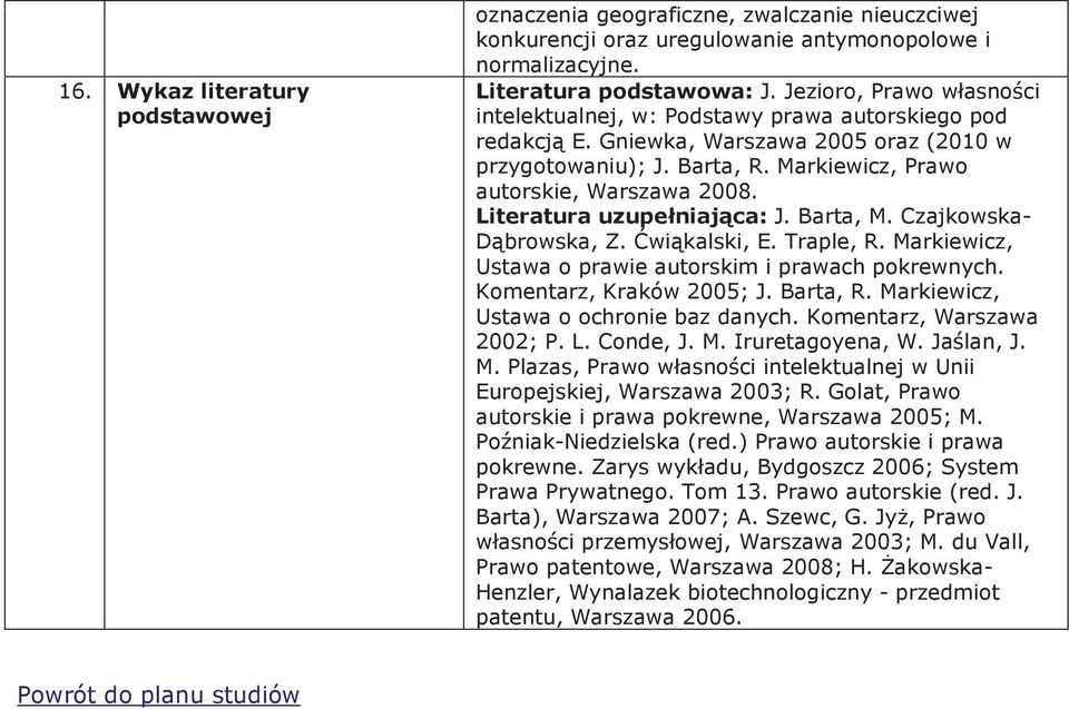 Czajkowska- Ustawa o prawie autorskim i prawach pokrewnych. Komentarz, Kraków 2005; J. Barta, R. Markiewicz, Ustawa o ochronie baz danych.