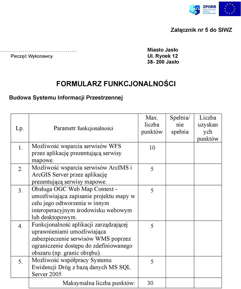 Obsługa OGC Web Map Context - 5 umożliwiająca zapisanie projektu mapy w celu jego odtworzenia w innym interoperacyjnym środowisku webowym lub desktopowym.