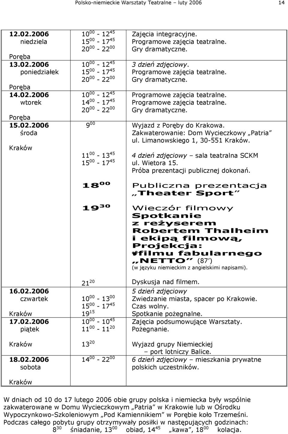 2006 poniedziałek Poręba 14.02.