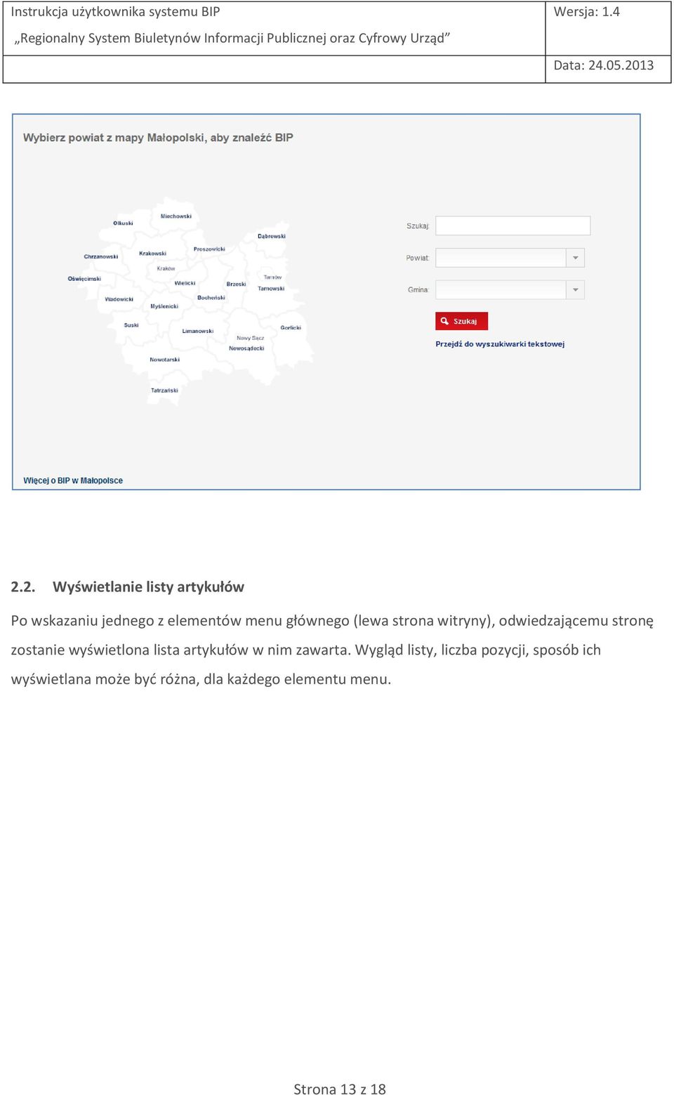 wyświetlona lista artykułów w nim zawarta.