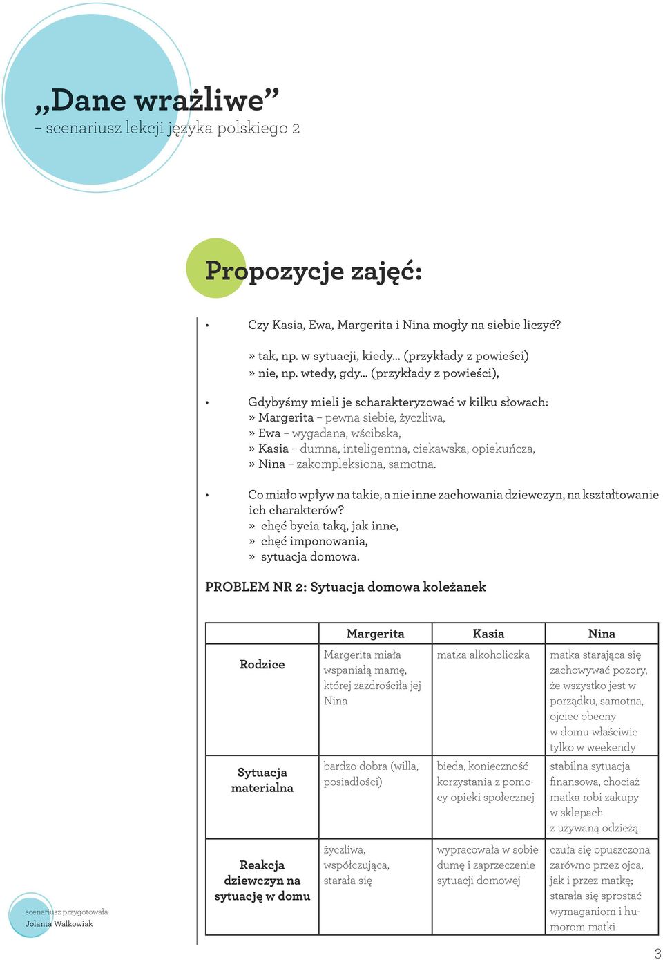 Nina zakompleksiona, samotna. Co miało wpływ na takie, a nie inne zachowania dziewczyn, na kształtowanie ich charakterów?» chęć bycia taką, jak inne,» chęć imponowania,» sytuacja domowa.