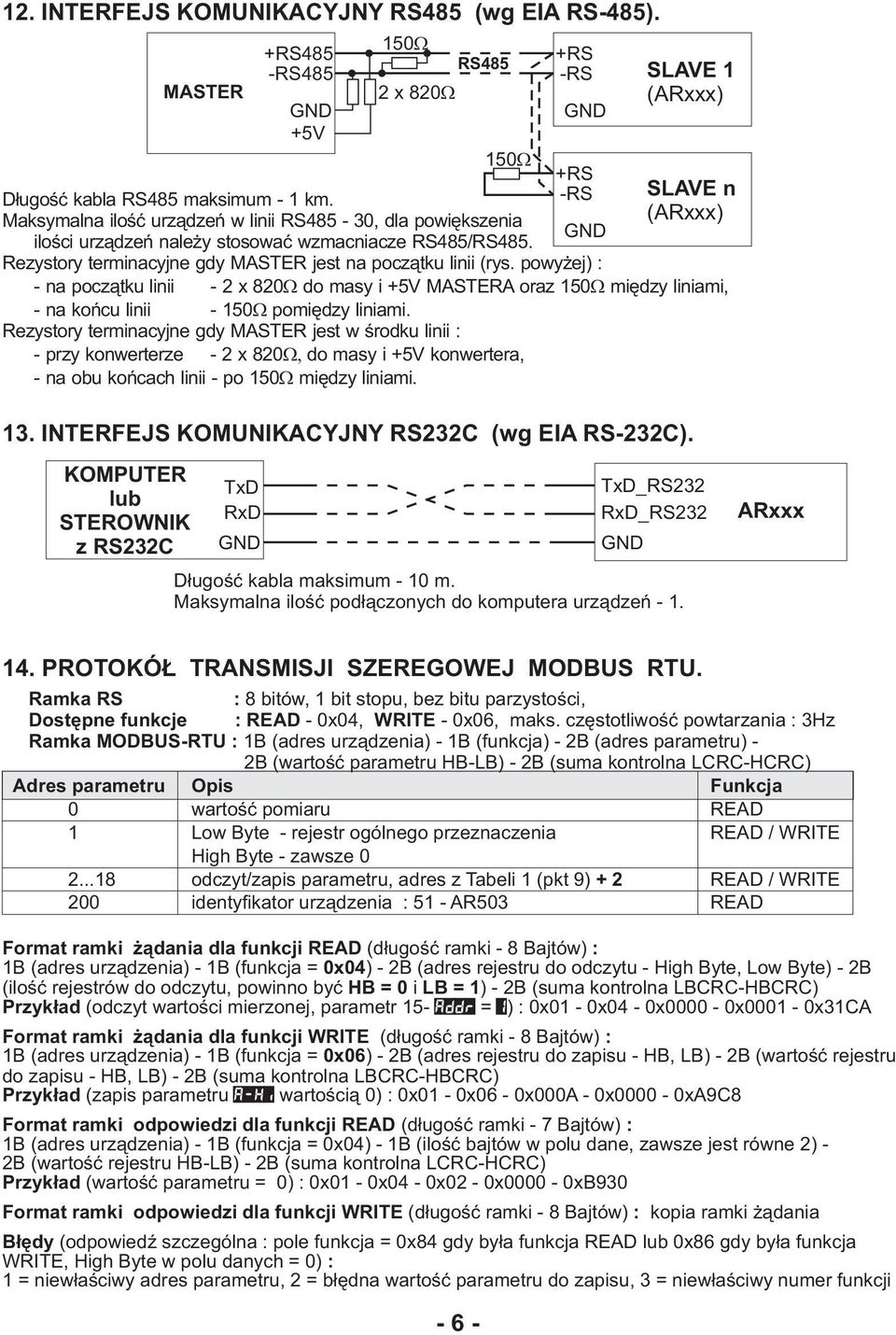 powyżej) : - na początku linii - 2 x 820 do masy i +5V MASTERA oraz 150 między liniami, - na końcu linii - 150 pomiędzy liniami.