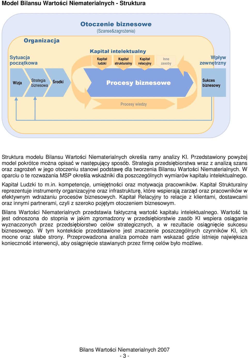 Strategia przedsibiorstwa wraz z analiz szans oraz zagroe w jego otoczeniu stanowi podstaw dla tworzenia Bilansu Wartoci Niematerialnych.