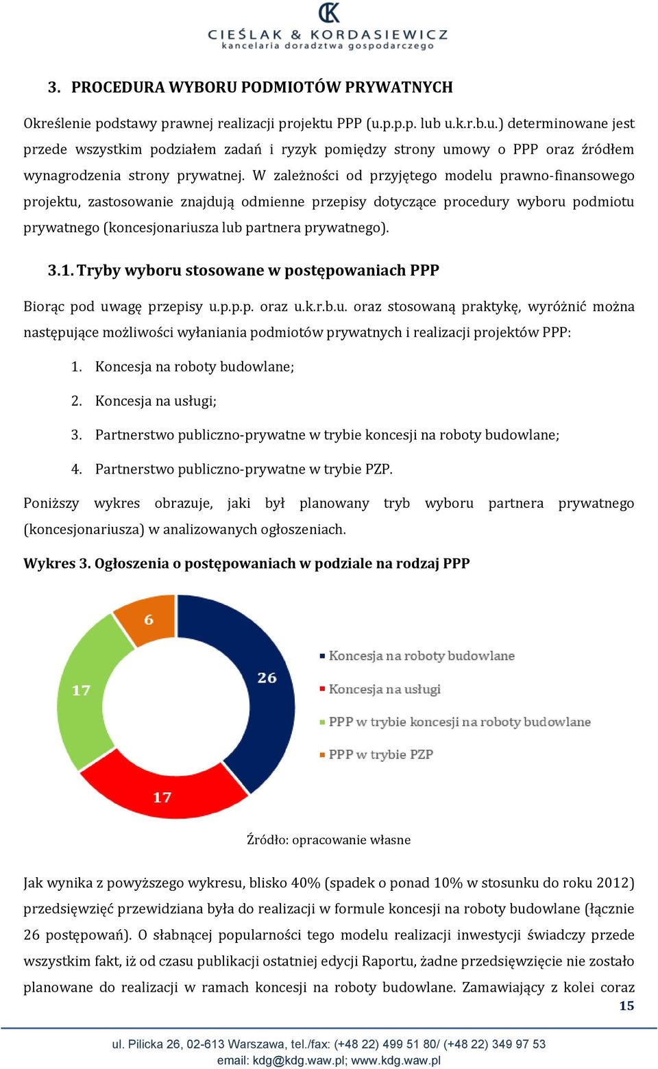 W zależności od przyjętego modelu prawno-finansowego projektu, zastosowanie znajdują odmienne przepisy dotyczące procedury wyboru podmiotu prywatnego (koncesjonariusza lub partnera prywatnego). 3.1.