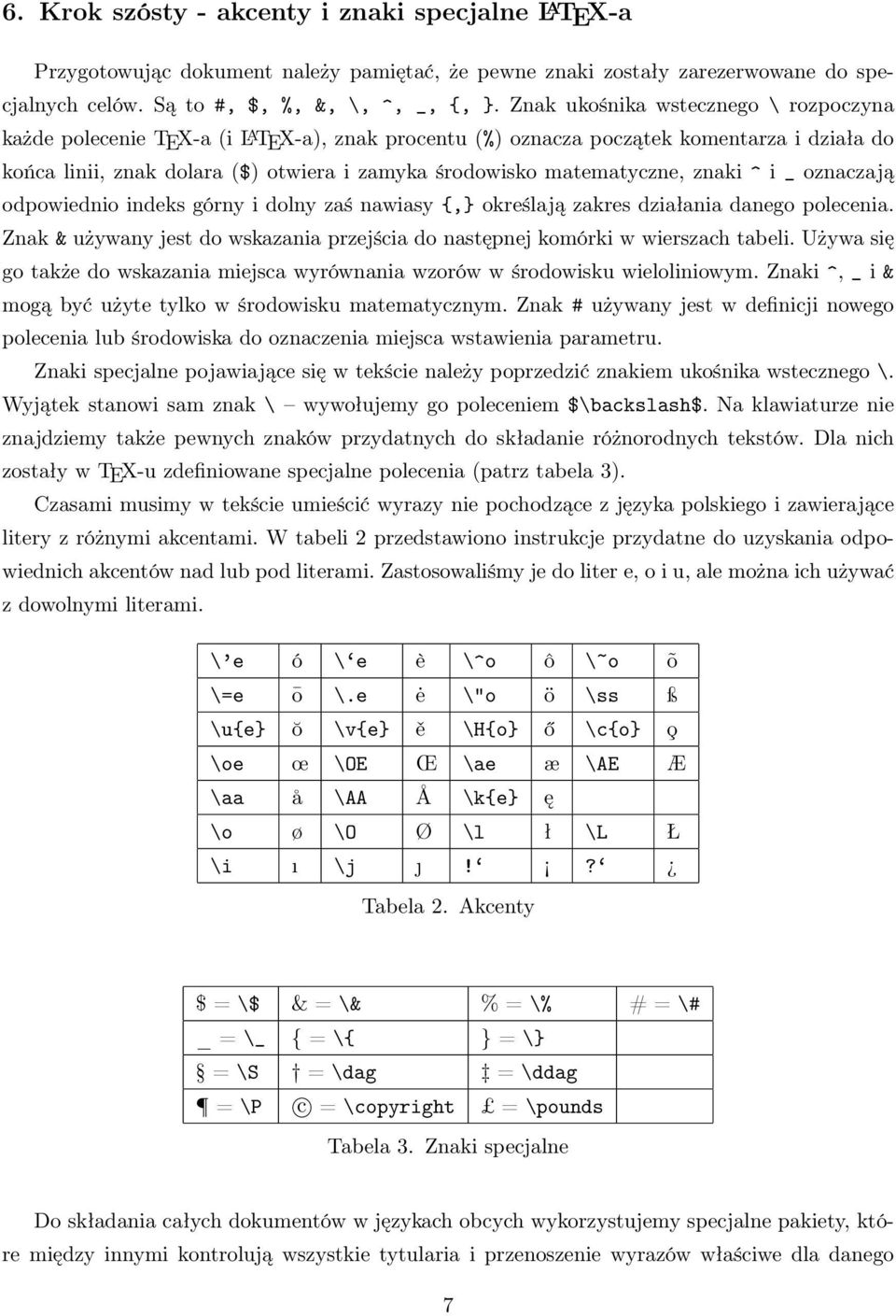 matematyczne, znaki ^ i _ oznaczają odpowiednio indeks górny i dolny zaś nawiasy {,} określają zakres działania danego polecenia.