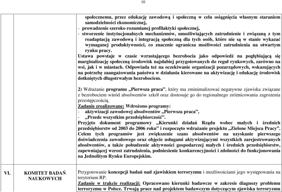 ogranicza moliwoci zatrudnienia na otwartym rynku pracy.