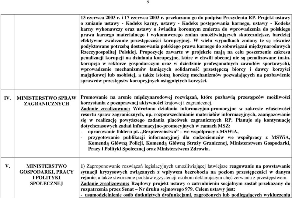 materialnego i wykonawczego zmian umoliwiajcych skuteczniejsze, bardziej efektywne zwalczanie przestpczoci korupcyjnej.
