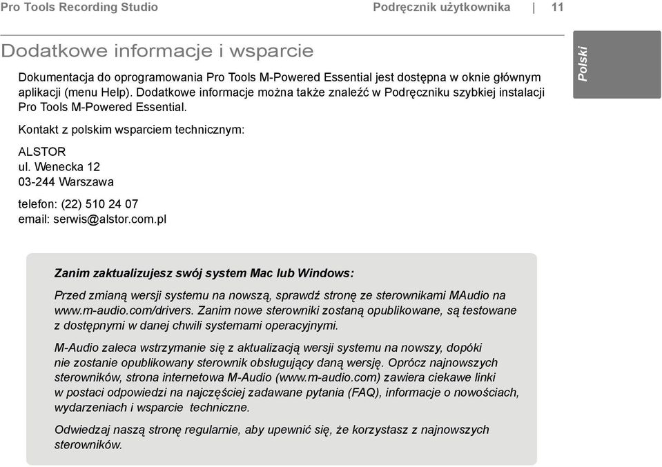 Wenecka 12 03-244 Warszawa telefon: (22) 510 24 07 email: serwis@alstor.com.