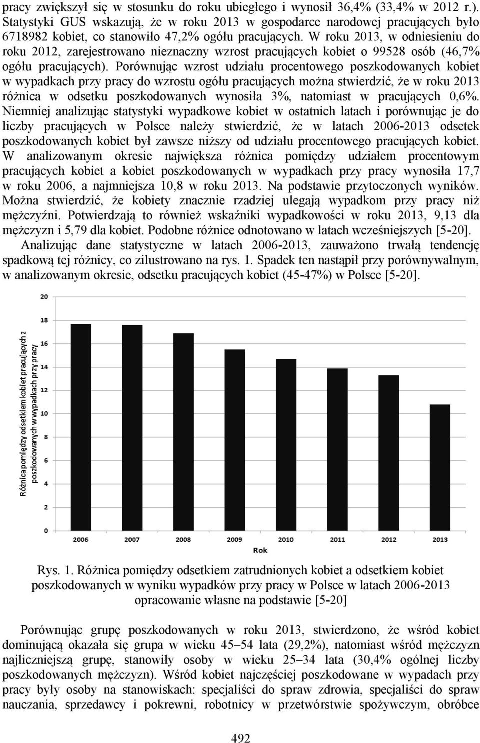 W roku 2013, w odniesieniu do roku 2012, zarejestrowano nieznaczny wzrost pracujących kobiet o 99528 osób (46,7% ogółu pracujących).