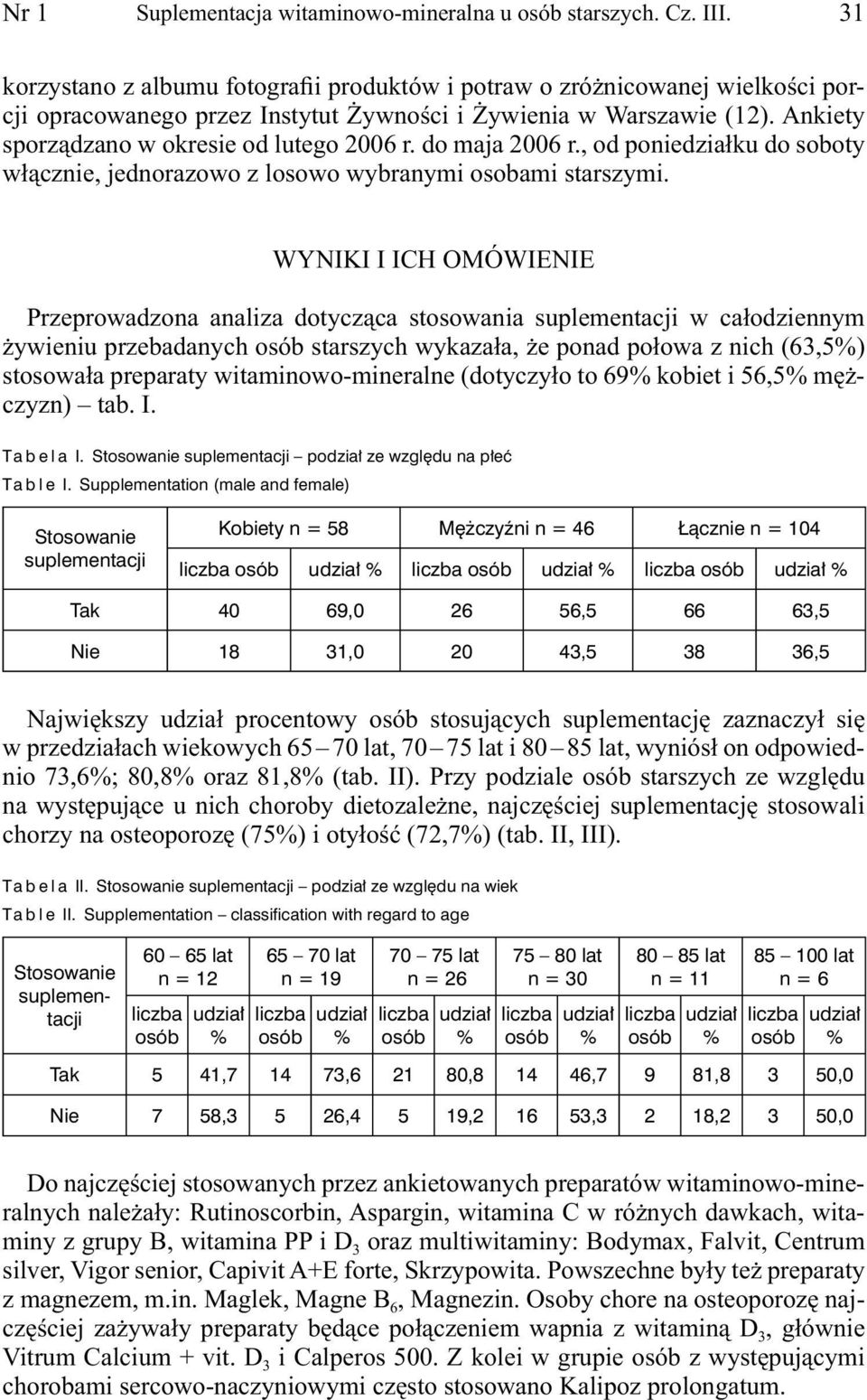 do maja 2006 r., od poniedziałku do soboty włącznie, jednorazowo z losowo wybranymi osobami starszymi.