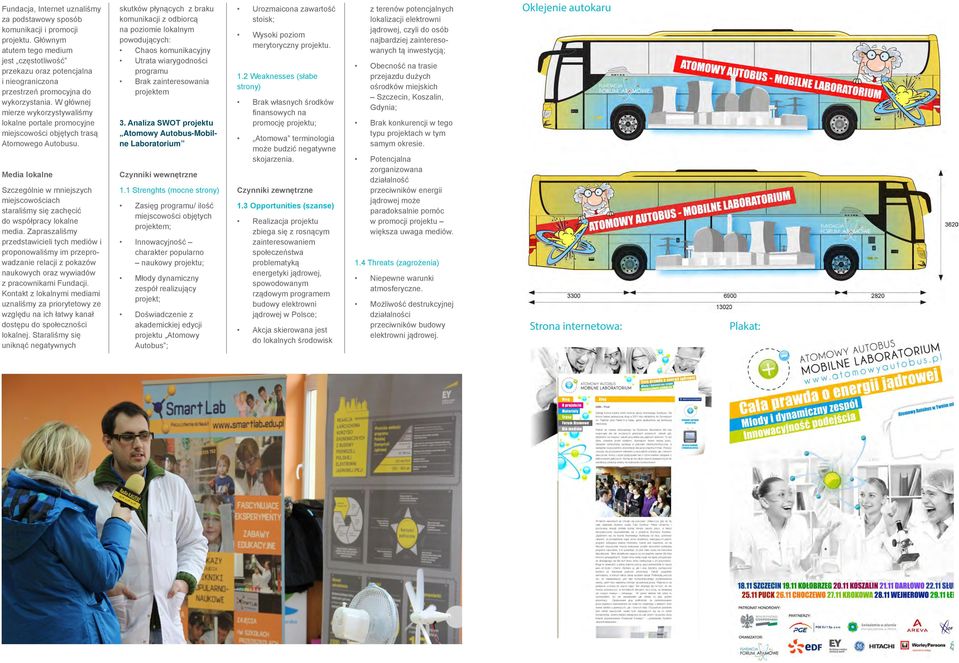 W głównej mierze wykorzystywaliśmy lokalne portale promocyjne miejscowości objętych trasą Atomowego Autobusu.