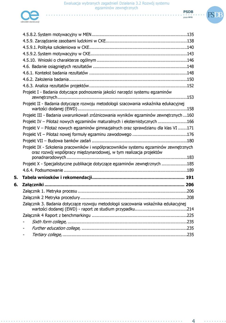 ..152 Projekt I - Badania dotyczące podnoszenia jakości narzędzi systemu egzaminów zewnętrznych.