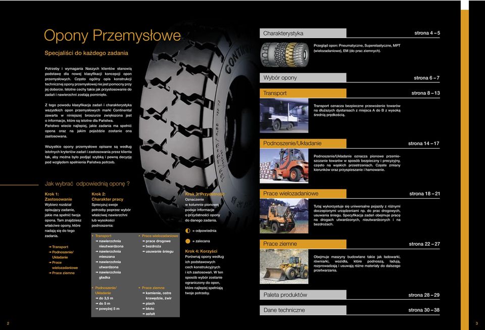 Często ogólny opis konstrukcji technicznej opony przemysłowej nie jest pomocny przy jej doborze. Istotne cechy takie jak przystosowanie do zadań i nawierzchni zostają pominięte.