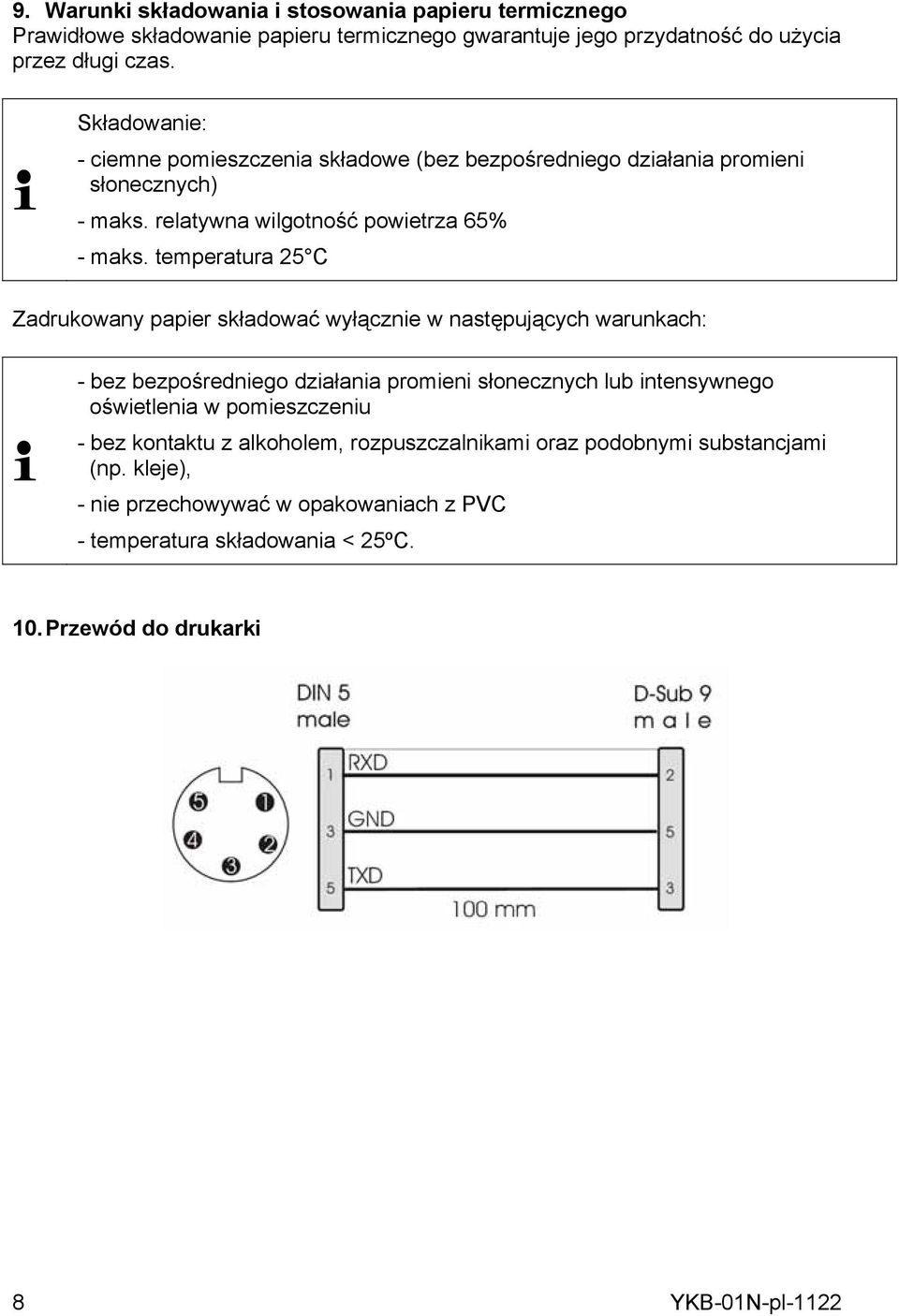 temperatura 25 C Zadrukowany papier składować wyłącznie w następujących warunkach: - bez bezpośredniego działania promieni słonecznych lub intensywnego oświetlenia w