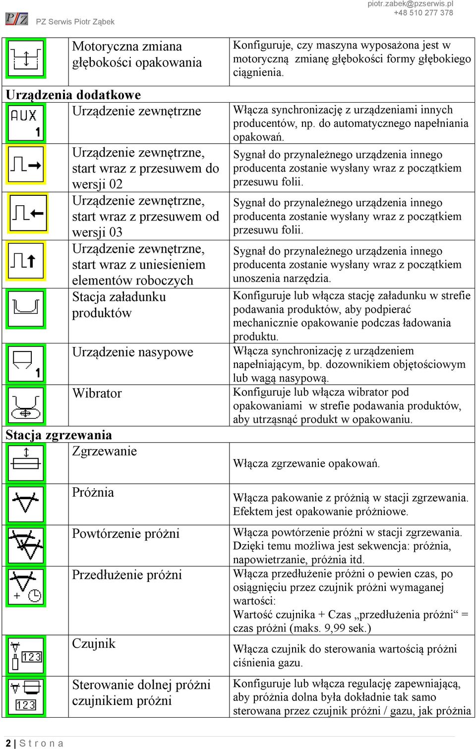 próżni Czujnik Sterowanie dolnej próżni czujnikiem próżni Konfiguruje, czy maszyna wyposażona jest w motoryczną zmianę głębokości formy głębokiego ciągnienia.