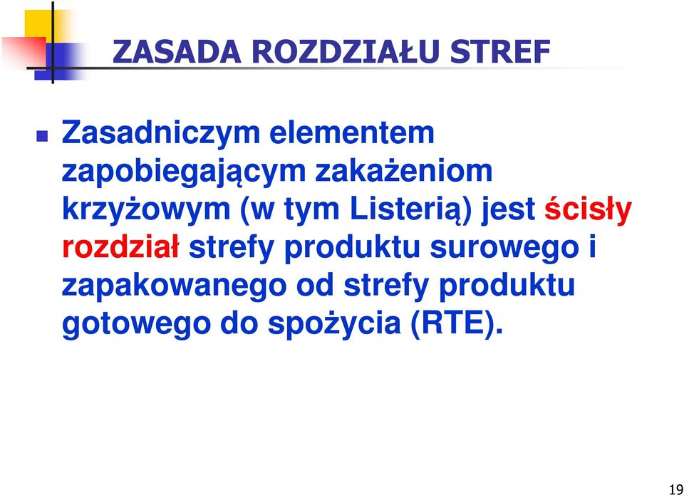 Listerią) jest ścisły rozdział strefy produktu