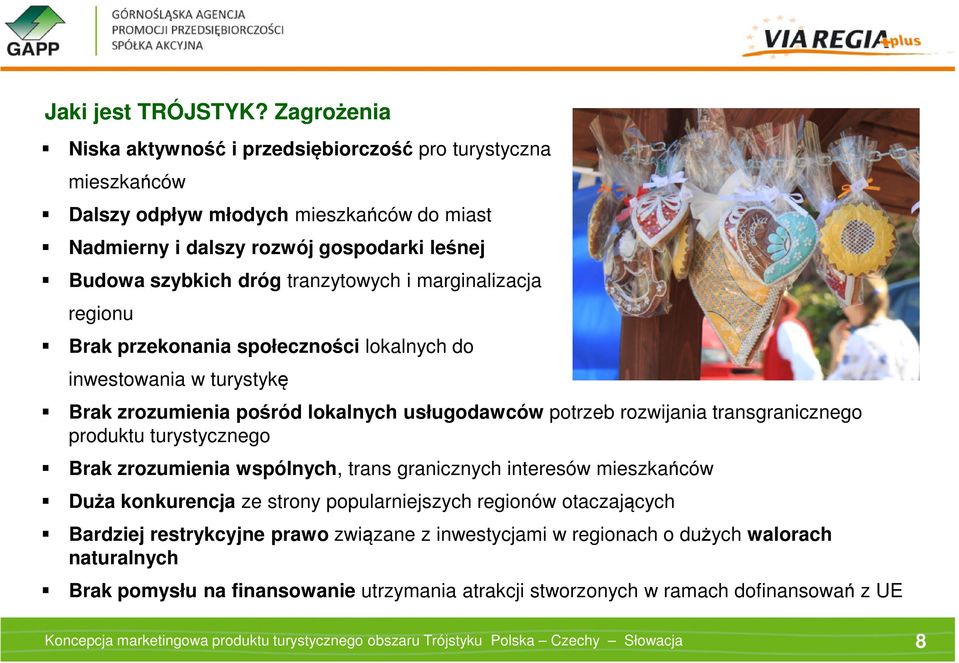 tranzytowych i marginalizacja regionu Brak przekonania społeczności lokalnych do inwestowania w turystykę Brak zrozumienia pośród lokalnych usługodawców potrzeb rozwijania