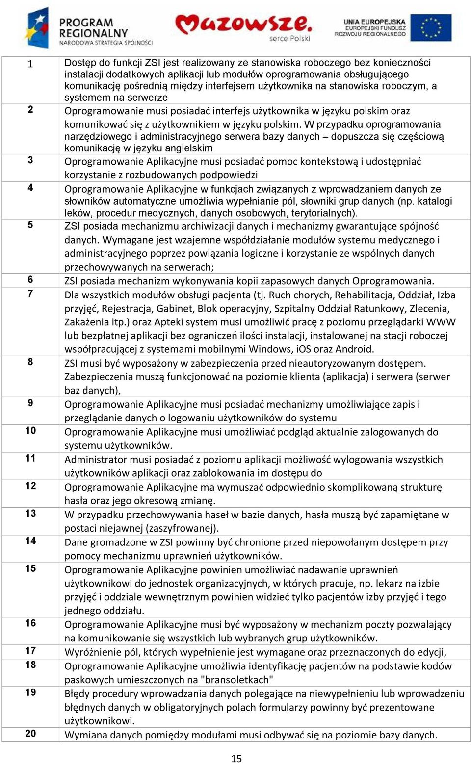 W przypadku oprogramowania narzędziowego i administracyjnego serwera bazy danych dopuszcza się częściową komunikację w języku angielskim 3 Oprogramowanie Aplikacyjne musi posiadać pomoc kontekstową i