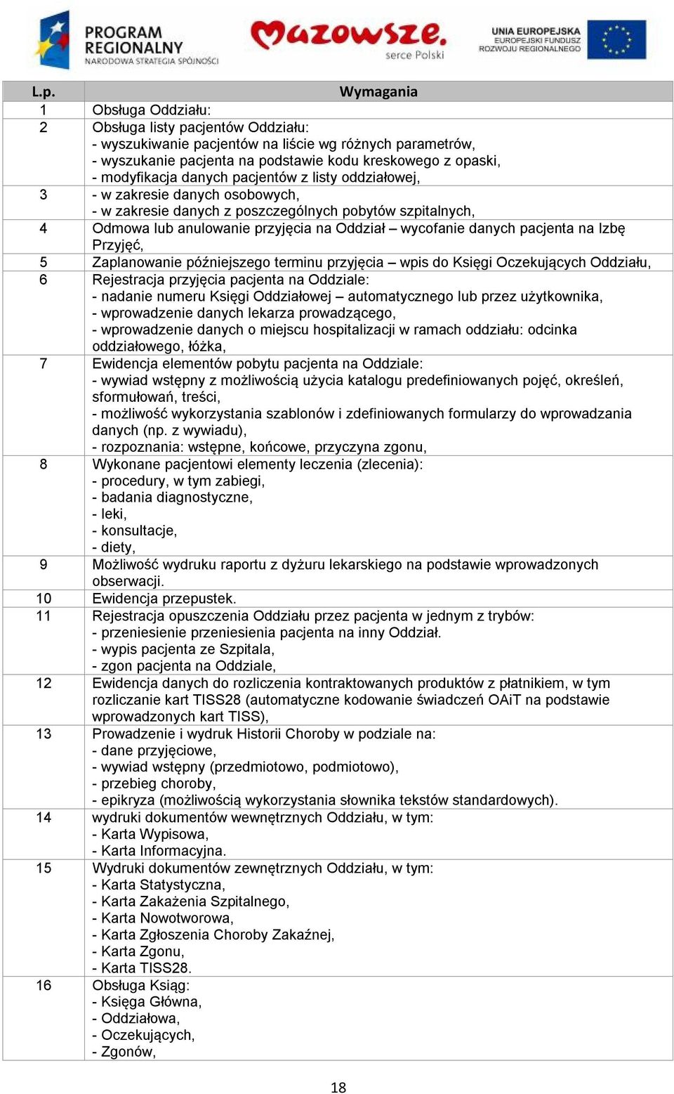 Izbę Przyjęć, 5 Zaplanowanie późniejszego terminu przyjęcia wpis do Księgi Oczekujących Oddziału, 6 Rejestracja przyjęcia pacjenta na Oddziale: - nadanie numeru Księgi Oddziałowej automatycznego lub