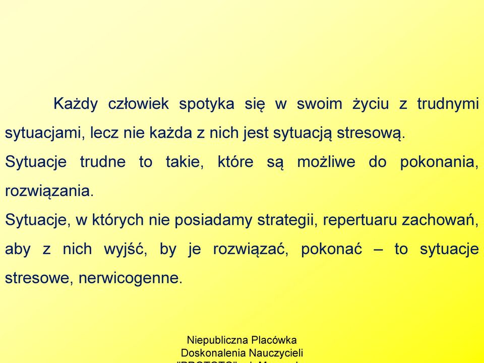 Sytuacje trudne to takie, które są możliwe do pokonania, rozwiązania.