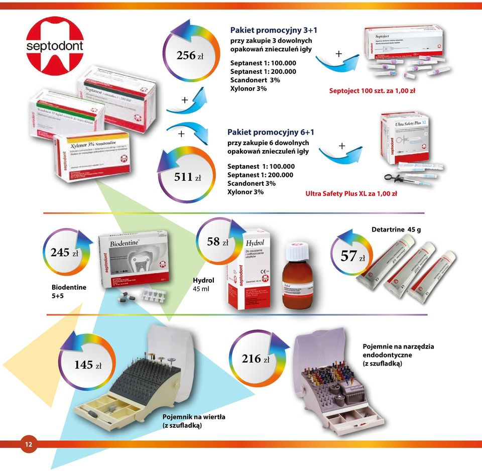 za 1,00 zł Pakiet promocyjny 61 przy zakupie 6 dowolnych opakowań znieczuleń igły 511 zł Septanest 1: 100.000 Septanest 1: 200.