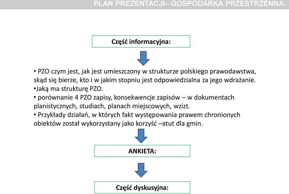 porównanie 4 PZO zapisy, konsekwencje zapisów w dokumentach planistycznych, studiach, planach miejscowych, wzizt.