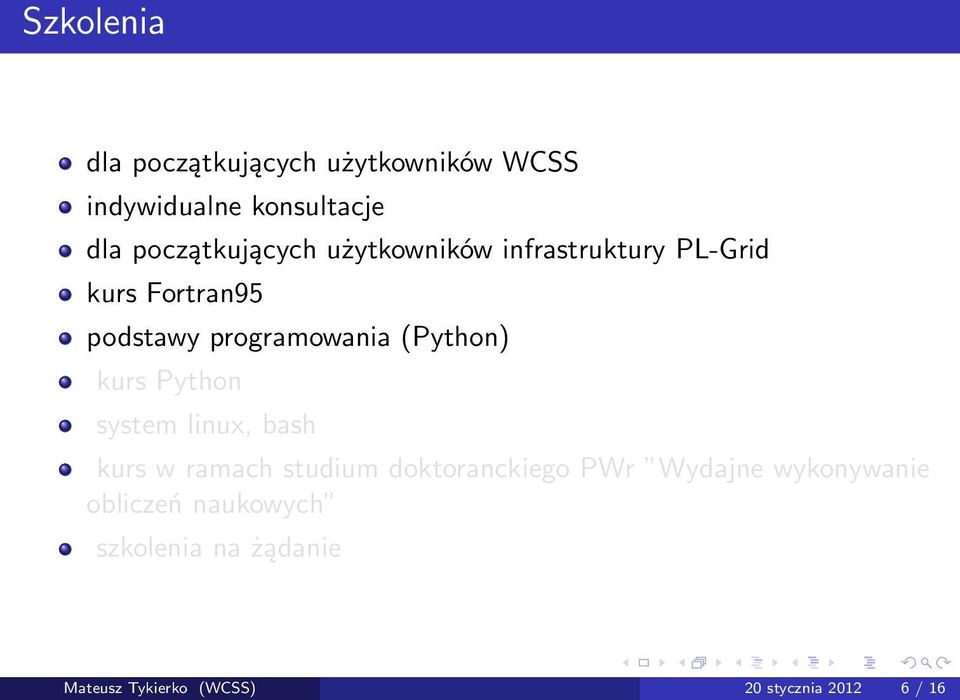 (Python) kurs Python system linux, bash kurs w ramach studium doktoranckiego PWr Wydajne