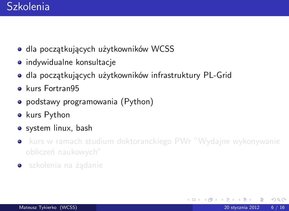 (Python) kurs Python system linux, bash kurs w ramach studium doktoranckiego PWr Wydajne