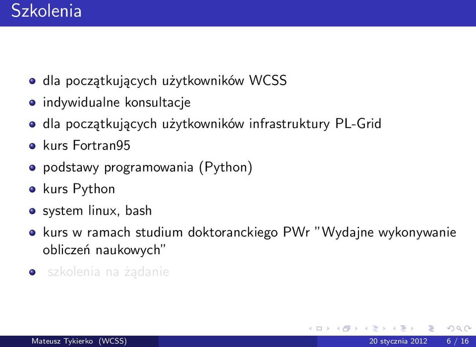 (Python) kurs Python system linux, bash kurs w ramach studium doktoranckiego PWr Wydajne