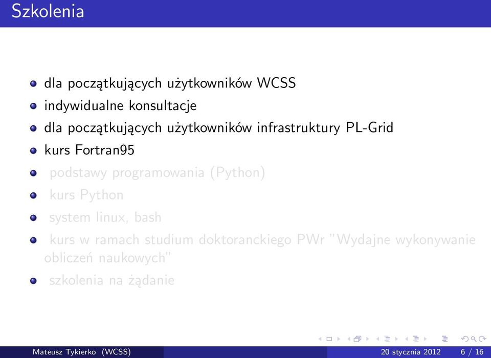 (Python) kurs Python system linux, bash kurs w ramach studium doktoranckiego PWr Wydajne