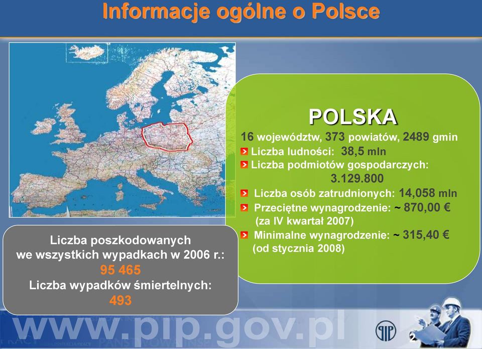 ludności: 38,5 mln Liczba podmiotów gospodarczych: 3.129.