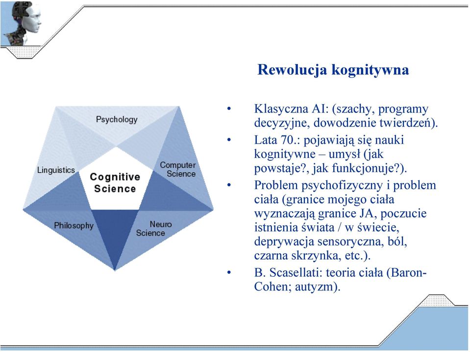 Problem psychofizyczny i problem ciała (granice mojego ciała wyznaczają granice JA, poczucie