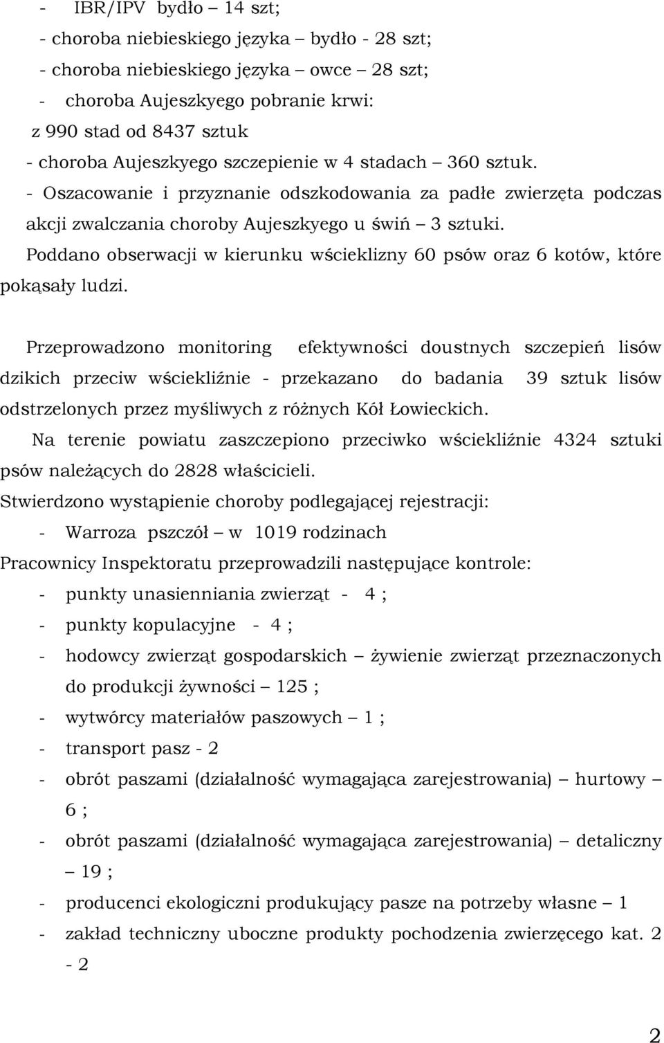 Poddano obserwacji w kierunku wścieklizny 60 psów oraz 6 kotów, które pokąsały ludzi.