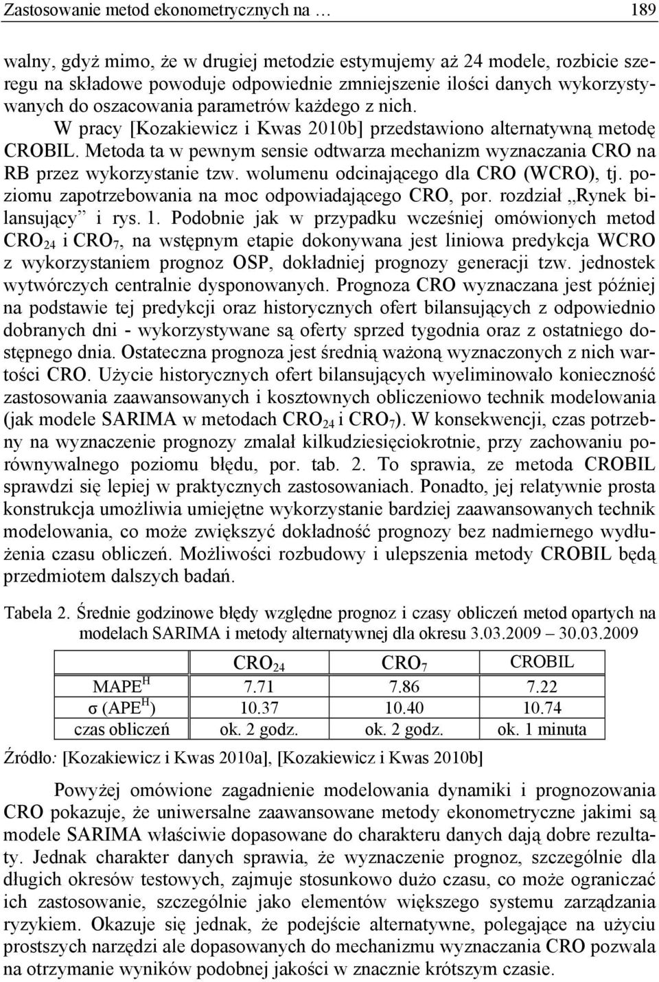 Metoda ta w pewnym sensie odtwarza mechanizm wyznaczania CRO na RB przez wykorzystanie tzw. wolumenu odcinającego dla CRO (WCRO), tj. poziomu zapotrzebowania na moc odpowiadającego CRO, por.