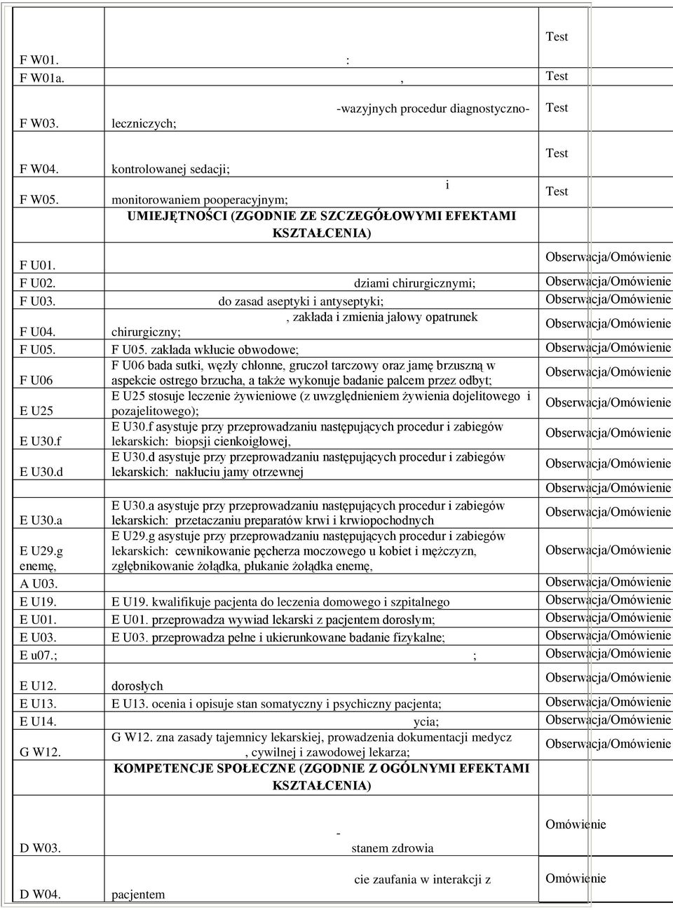 do zasad aseptyki i antyseptyki;, zakłada i zmienia jałowy opatrunek F U04. chirurgiczny; F U05.
