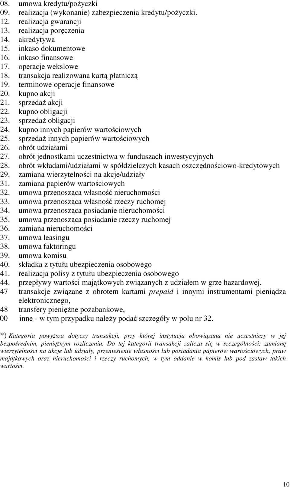 kupno innych papierów wartościowych 25. sprzedaŝ innych papierów wartościowych 26. obrót udziałami 27. obrót jednostkami uczestnictwa w funduszach inwestycyjnych 28.